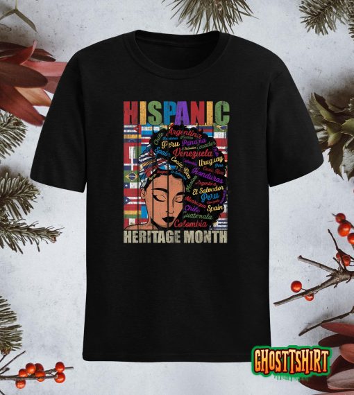 Latina Women Art Hispanic Heritage Month Latin Country Flags T-Shirt