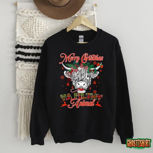 Merry Christmas Animal Highland Cow Heifer Sweatshirt