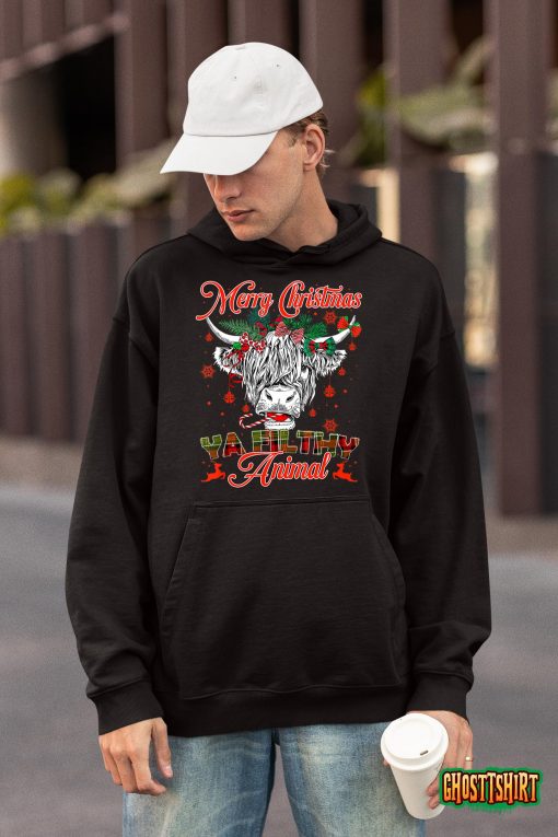 Merry Christmas Animal Highland Cow Heifer Sweatshirt
