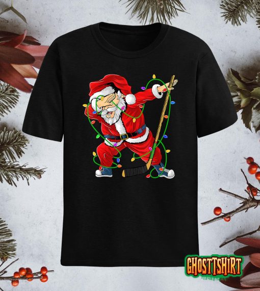 Merry Christmas Ice Hockey Dabbing Santa Claus Hockey Player T-Shirt