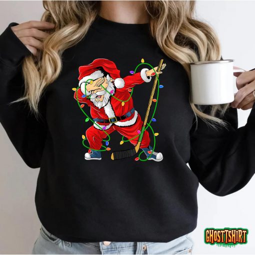 Merry Christmas Ice Hockey Dabbing Santa Claus Hockey Player T-Shirt