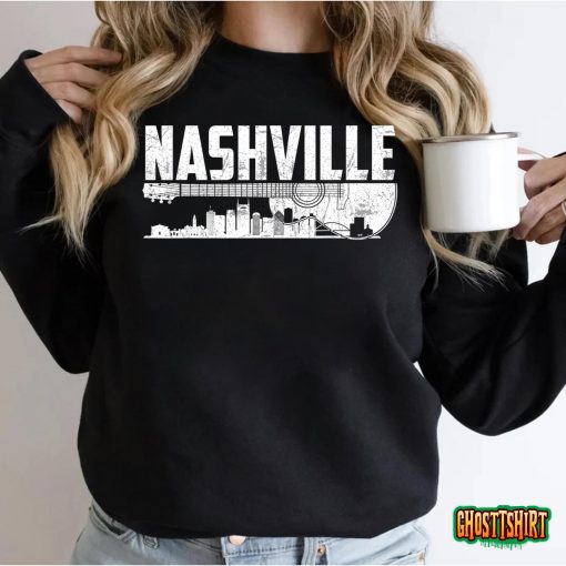 Nashville Skyline Tennessee Country Music Guitar Player T-Shirt