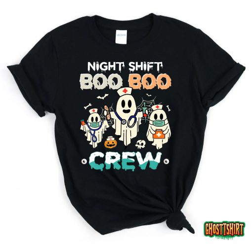 Night Shift Nurse Cute Health Worker Halloween Ghost Nurse T-Shirt