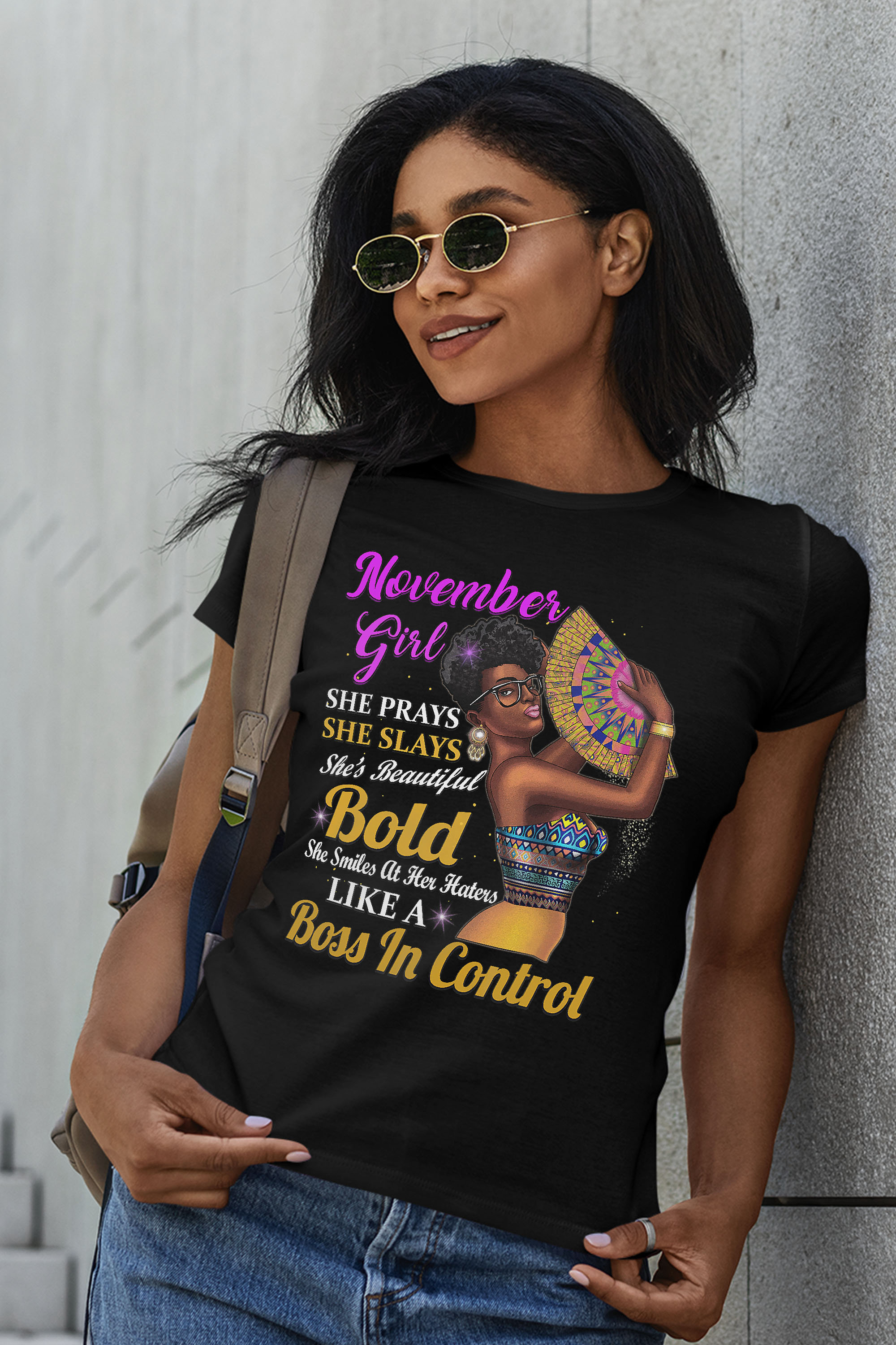 November Girl Scorpio Birthday Gift Melanin Afro Queen Women Gift T-Shirt