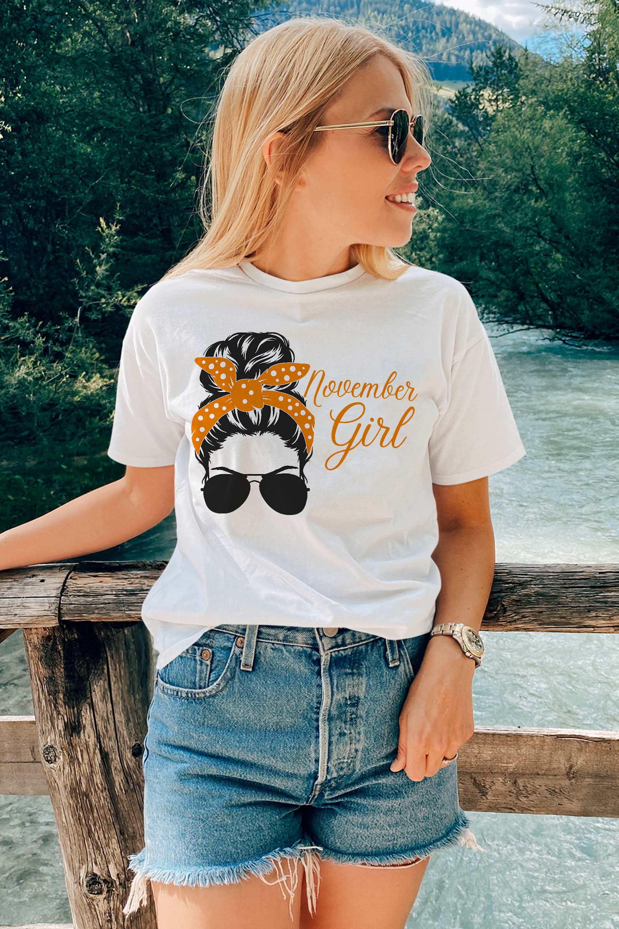 November Girl Wink Eye Woman Face Was Born In November Gift T-Shirt