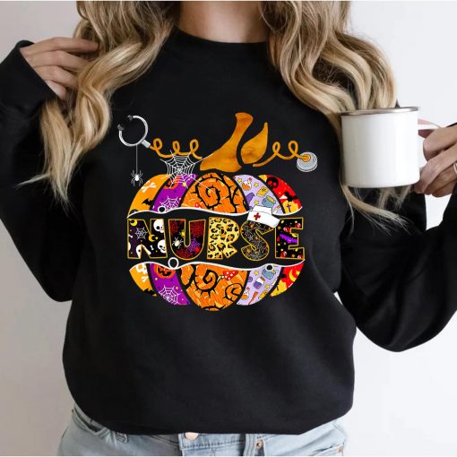 Nurse Halloween Pumpkin Leopard T-Shirt