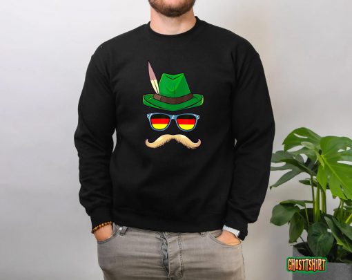 Oktoberfest Costume German Face Glasses Bavarian Halloween T-Shirt