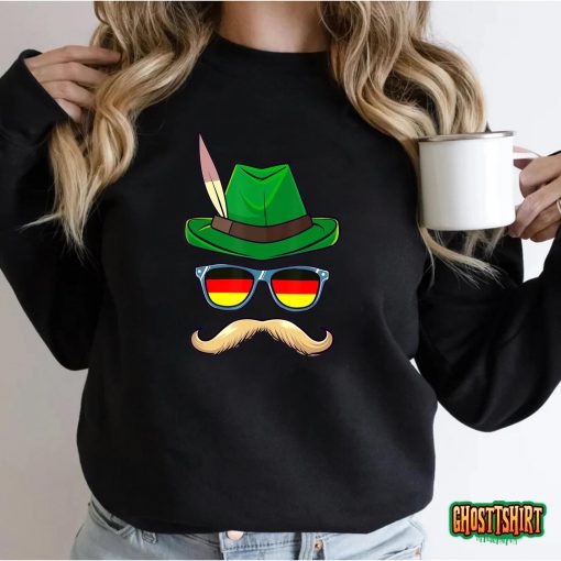 Oktoberfest Costume German Face Glasses Bavarian Halloween T-Shirt