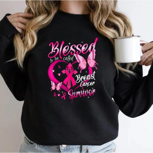 Pink Butterfly Blessed To Be Called Breast Cancer Survivor T-Shirt
