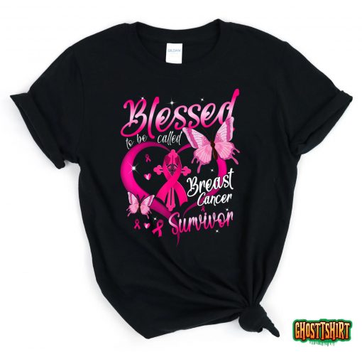 Pink Butterfly Blessed To Be Called Breast Cancer Survivor T-Shirt