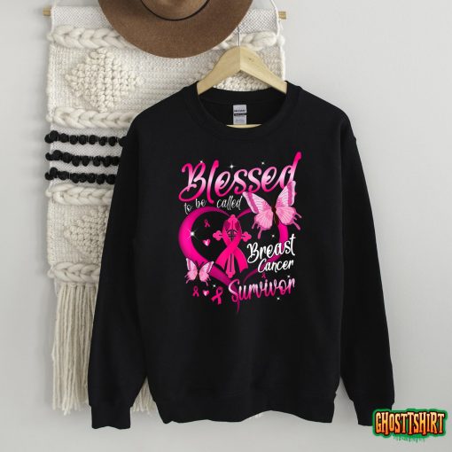 Pink Butterfly Blessed To Be Called Breast Cancer Survivor T-Shirt
