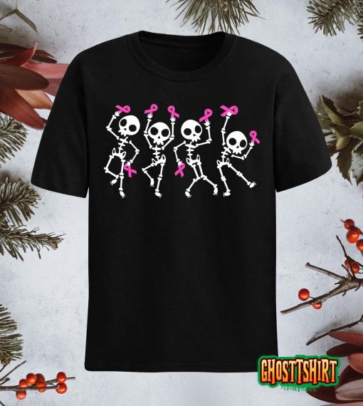 Pink Ribbon Breast Cancer Awareness Skeleton Women Men Kids T-Shirt