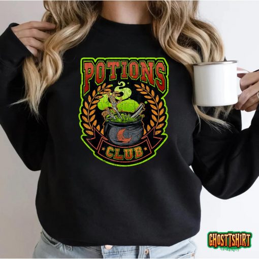 Potions Club Retro Floral Horror Movie Halloween Witchy T-Shirt