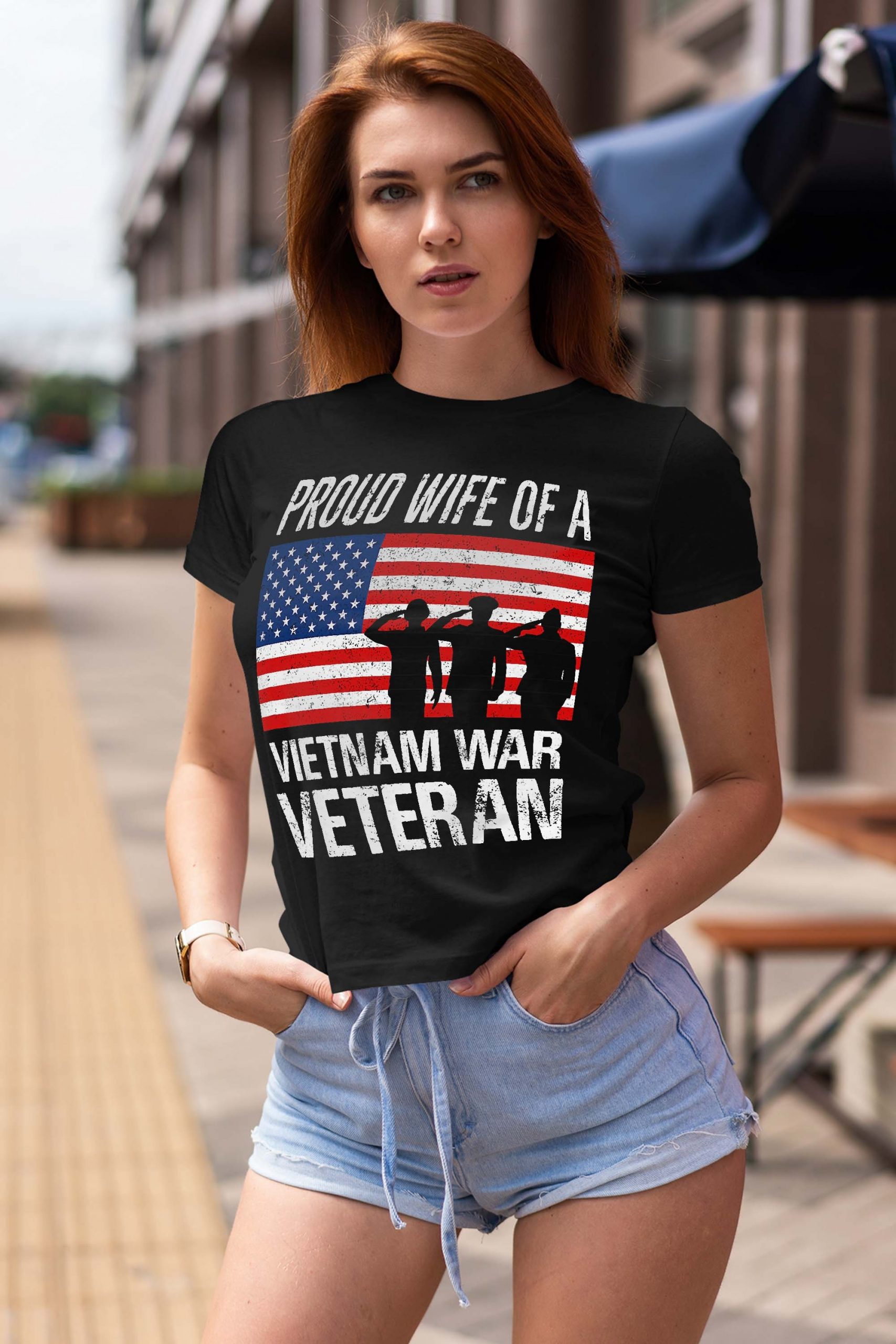 Proud Wife Vietnam War Veteran Husband Wives Matching Design T-Shirt