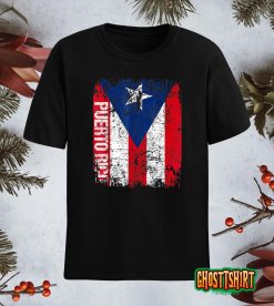 PUERTO RICO Vintage Flag White Grey Heather T-Shirt