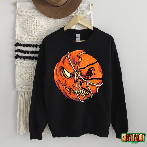 Pumpkin Skull Design – Halloween Hooper Basketball Player T-Shirt