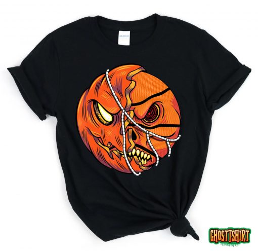 Pumpkin Skull Design – Halloween Hooper Basketball Player T-Shirt