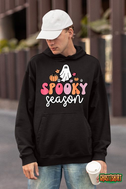 Retro Groovy Ghost Spooky Season Lazy Halloween Costume T-Shirt