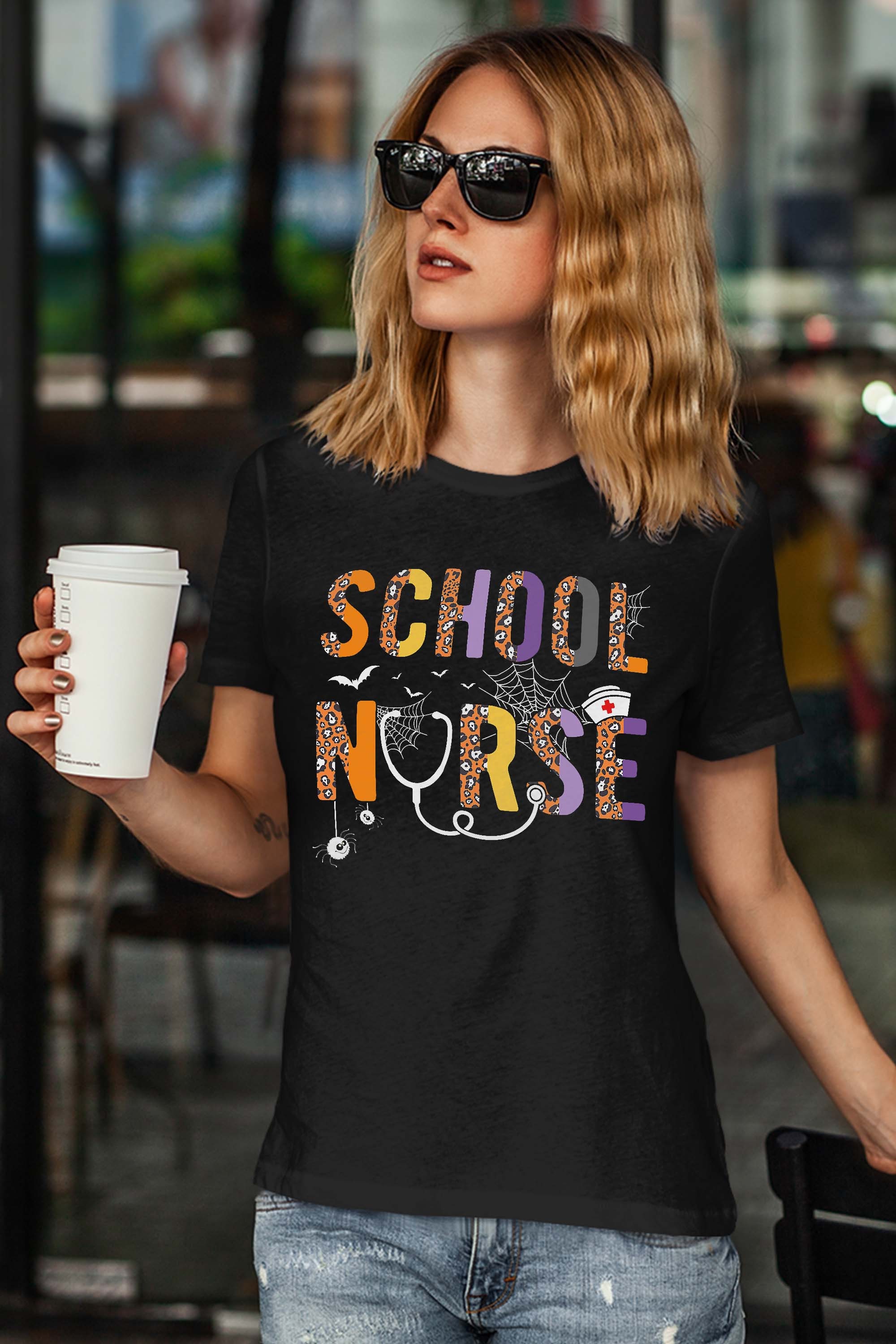 School Nurse Nurselife Halloween Costumes Registered Nurse T-Shirt