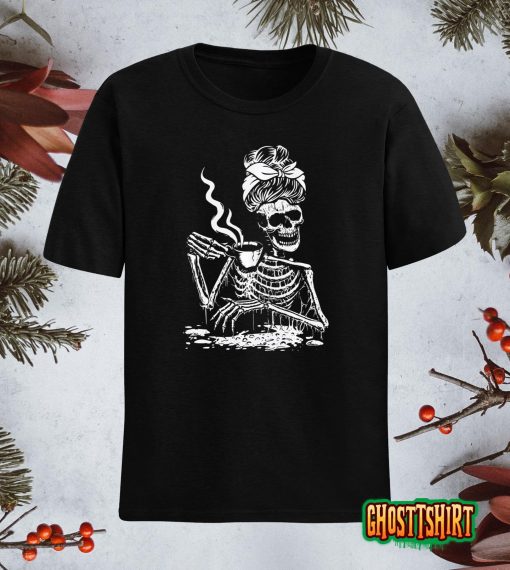 Skeleton Coffee Messy Bun – Front Design Sweatshirt