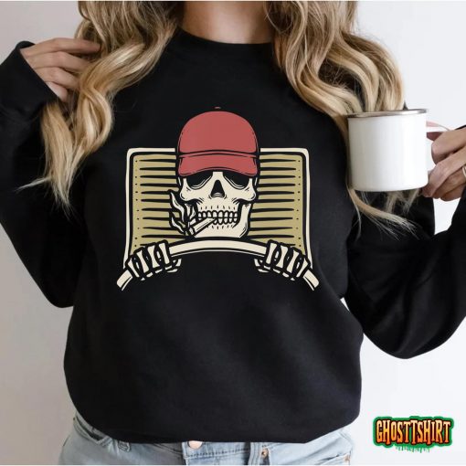 Skeleton Trucker Lazy Halloween Costume Skull Truck Driver T-Shirt