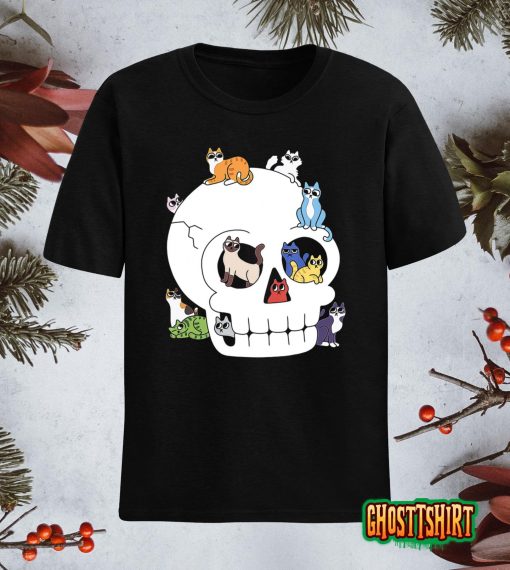 Skull Full Of Cats Funny Halloween Costume Men Women Gift T-Shirt