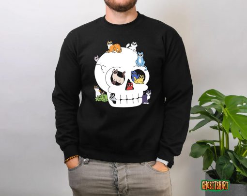 Skull Full Of Cats Funny Halloween Costume Men Women Gift T-Shirt