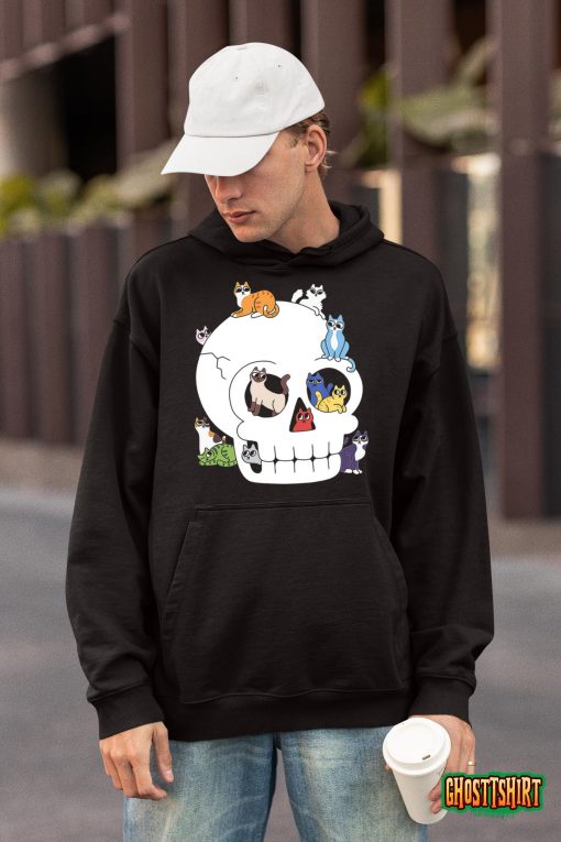 Skull Full Of Cats Funny Halloween Costume Men Women Gift T-Shirt