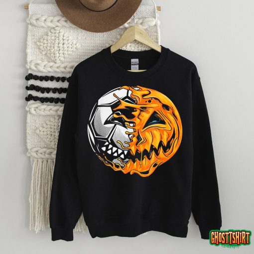 Soccer Player Halloween Pumpkin Skeleton Hallows’ Day T-Shirt