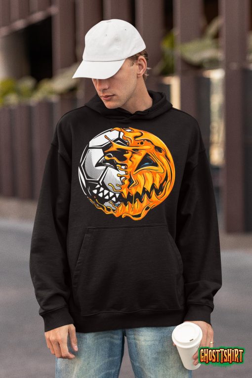 Soccer Player Halloween Pumpkin Skeleton Hallows’ Day T-Shirt