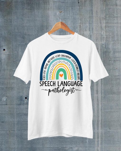 Speech Therapy Speech Language Pathologist SLP Boho Rainbow T-Shirt