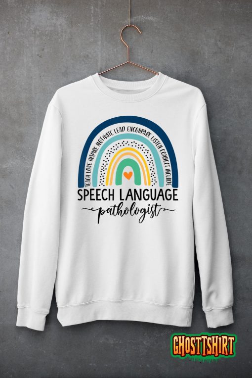 Speech Therapy Speech Language Pathologist SLP Boho Rainbow T-Shirt