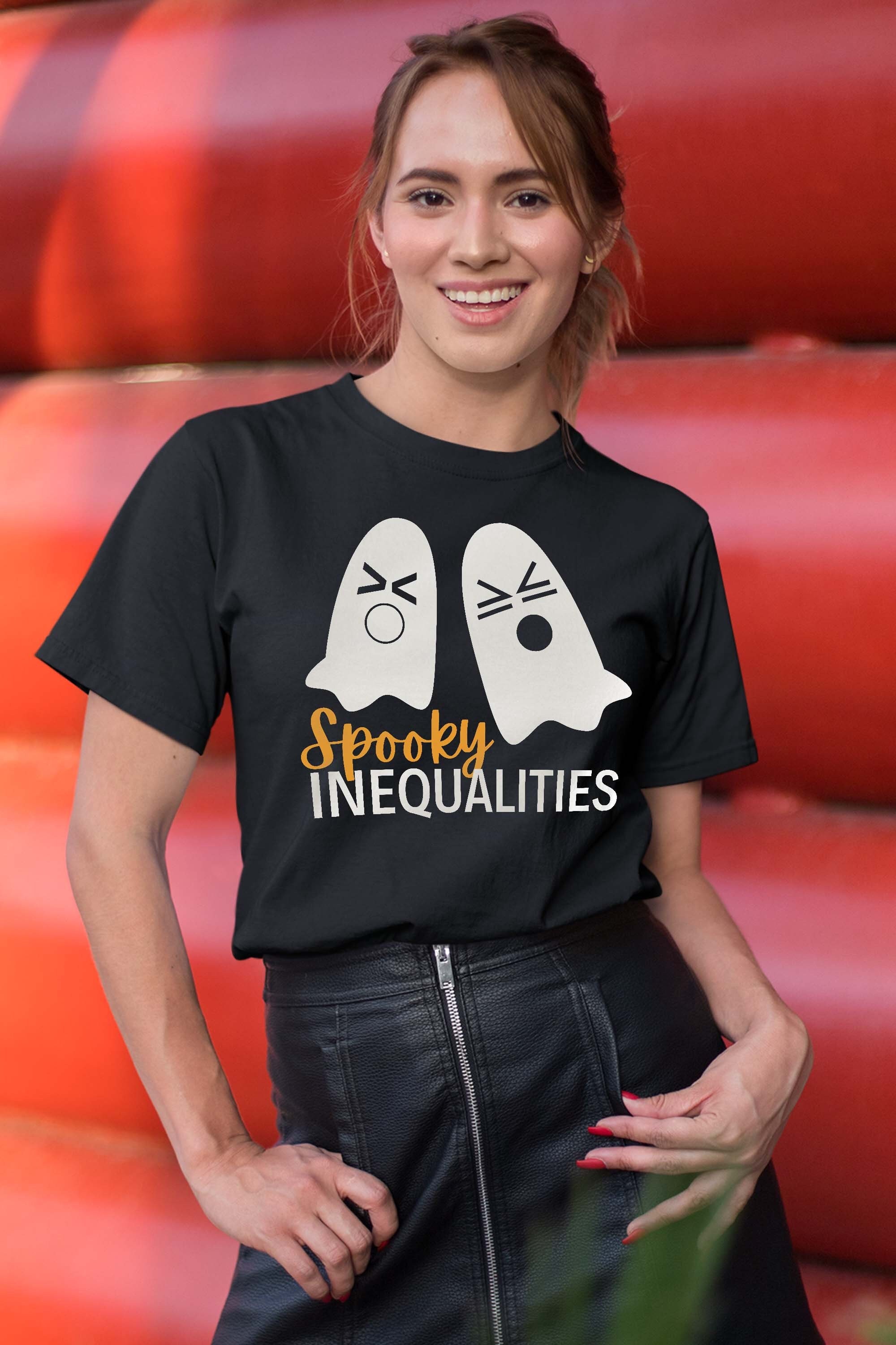 Spooky Inequalities Ghosts Halloween Math Teacher T-Shirt