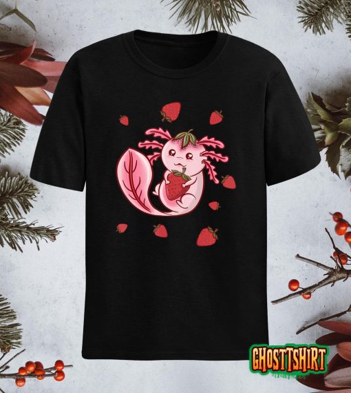Strawberry Kawaii Axolotl Japanese Anime Manga Cottagecore T-Shirt