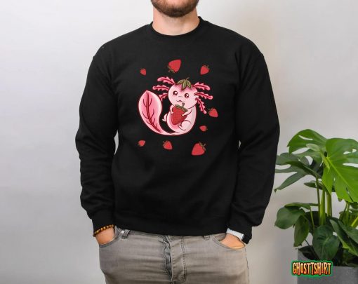 Strawberry Kawaii Axolotl Japanese Anime Manga Cottagecore T-Shirt