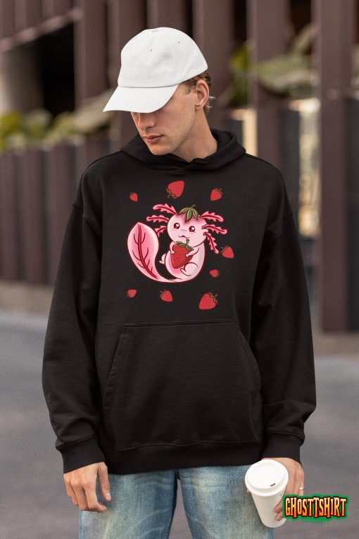 Strawberry Kawaii Axolotl Japanese Anime Manga Cottagecore T-Shirt
