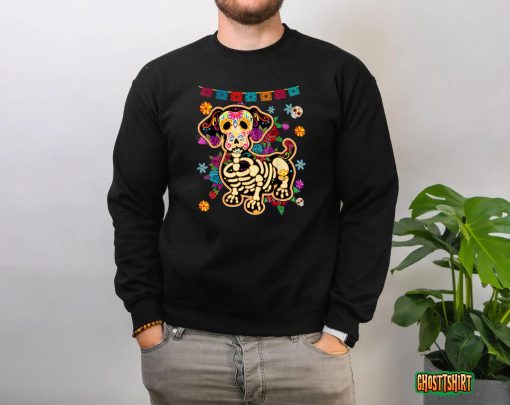 Sugar Skull Mexican Dachshund Bone Halloween Day Of Dead T-Shirt