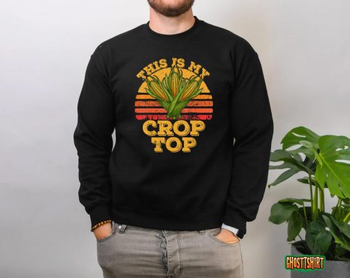 This Is My Crop Top Funny Farmer Farming Corn Lover Retro T-Shirt