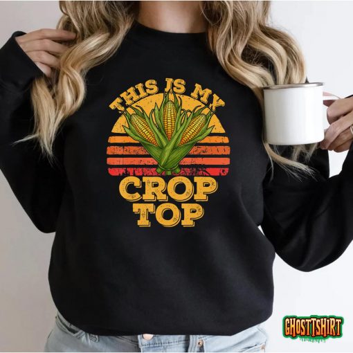 This Is My Crop Top Funny Farmer Farming Corn Lover Retro T-Shirt