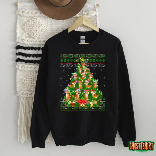 Tiger Lover Xmas Lights Ugly Tiger Christmas Tree T-Shirt