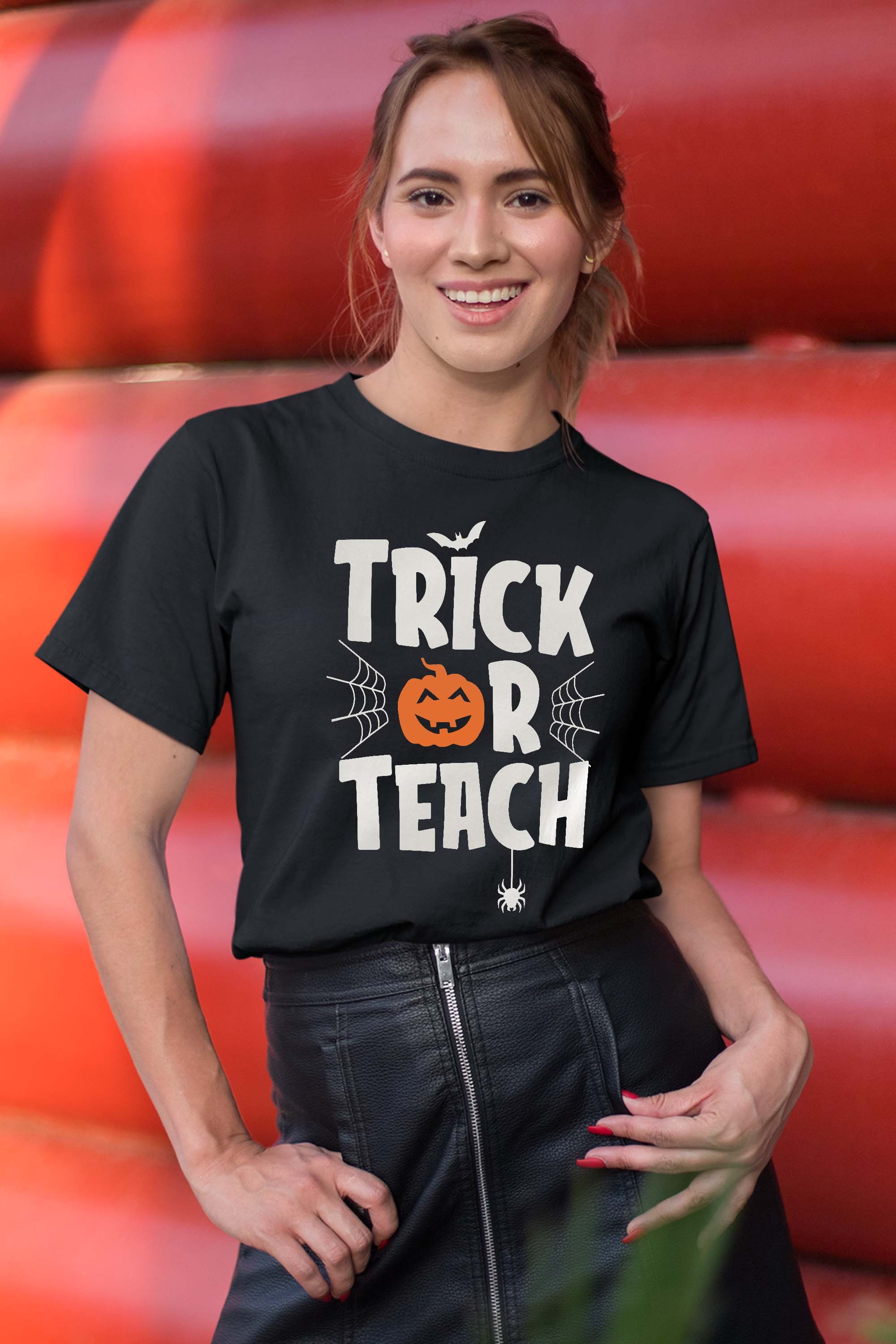 Trick or Teach Shirt Funny Women Teacher Halloween Costume T-Shirt