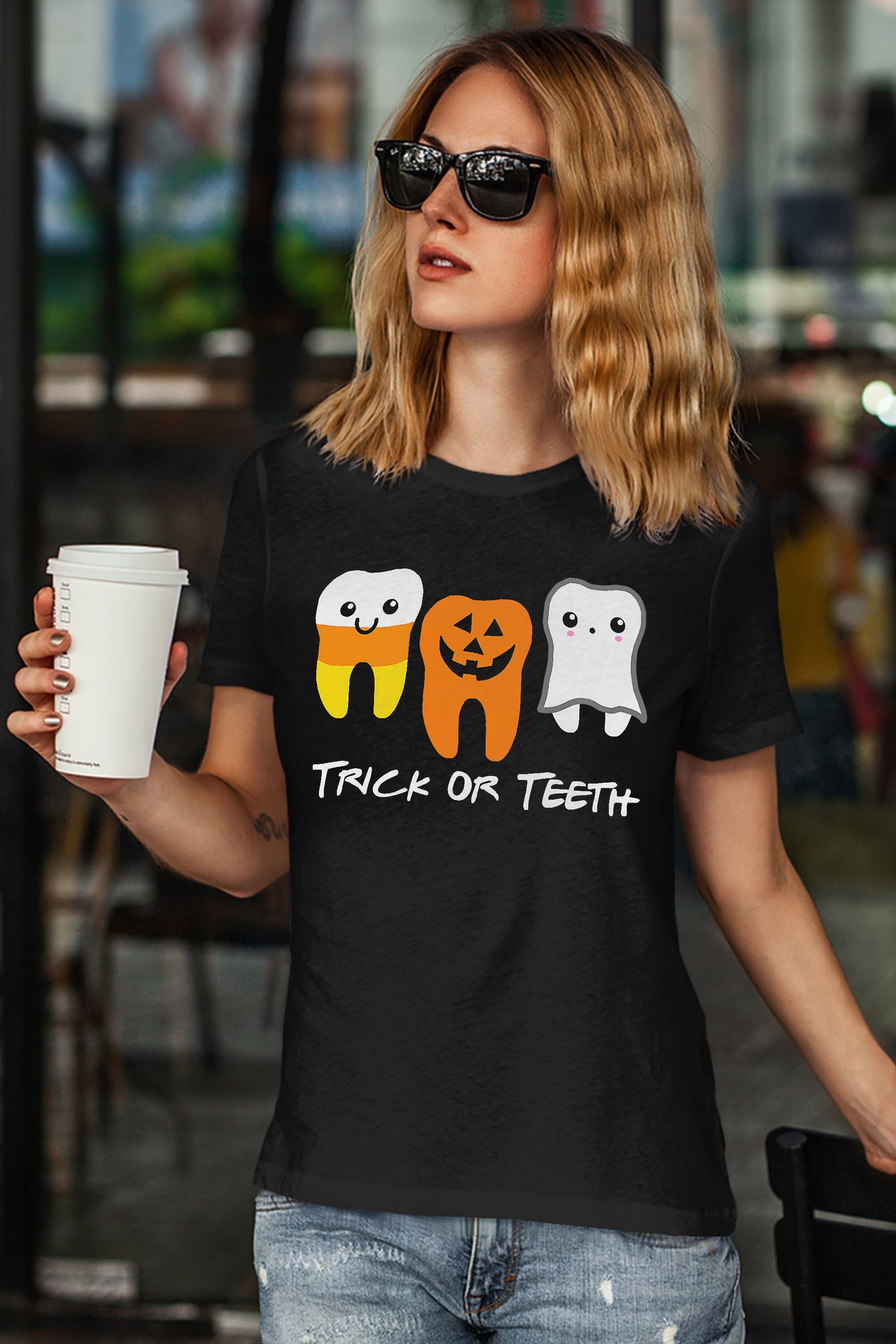 Trick Or Teeth Cute Dental Halloween Hygienist Dentist RDH T-Shirt