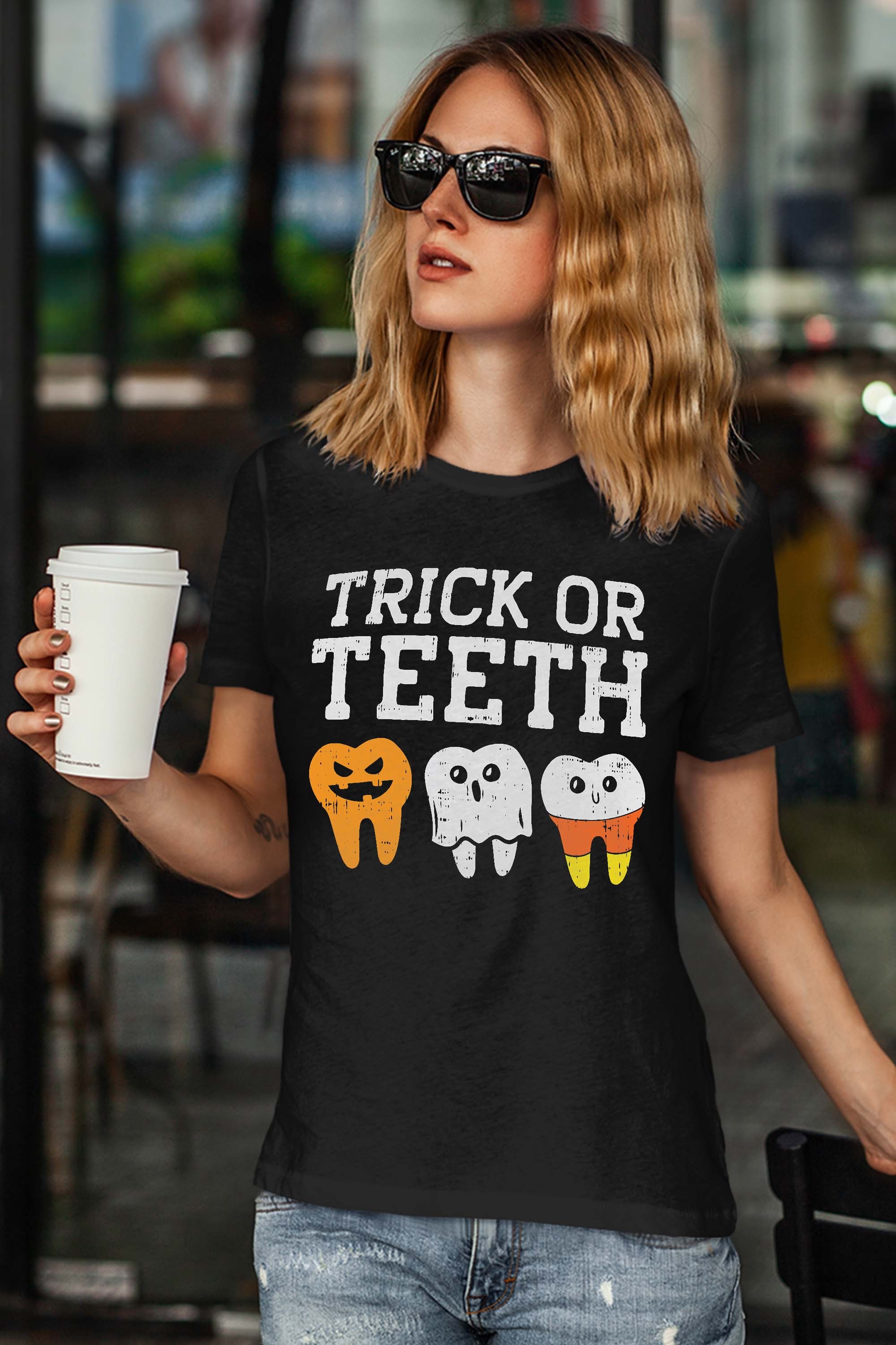 Trick Or Teeth Funny Dental Halloween Treat Dentist Gift T-Shirt