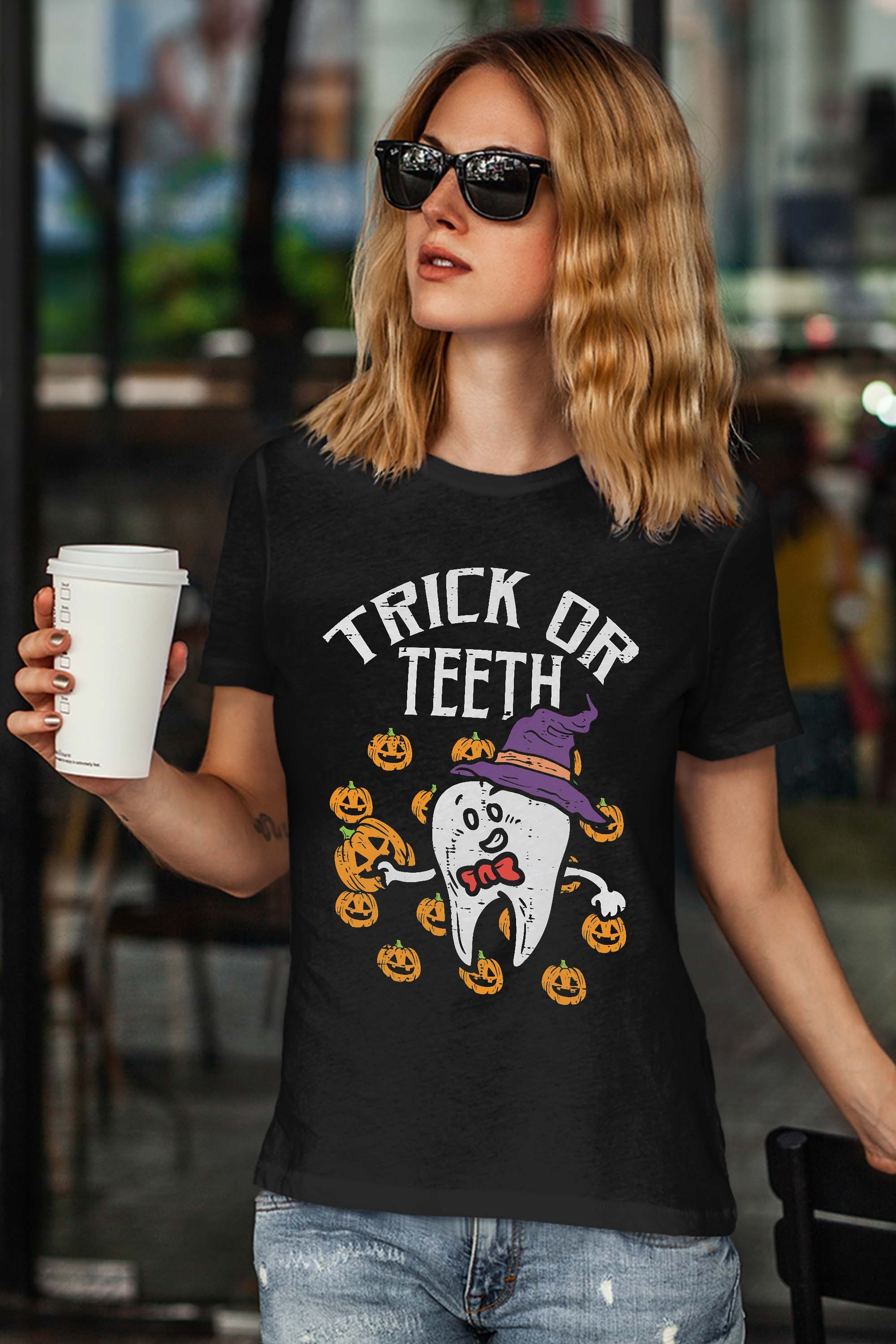 Trick Or Teeth Halloween Tooth Dentist Dental Assistant T-Shirt