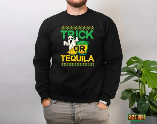 Trick Or Tequila Drunken Ghost Halloween T-Shirt