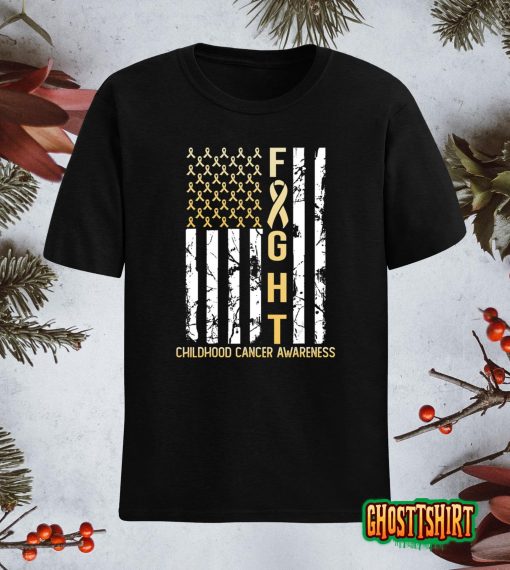 USA Gold Flag Childhood Cancer Awareness Month September T-Shirt