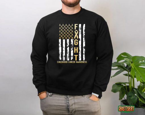 USA Gold Flag Childhood Cancer Awareness Month September T-Shirt