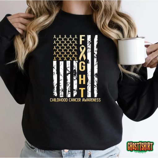 USA Gold Flag Childhood Cancer Awareness Month September T-Shirt