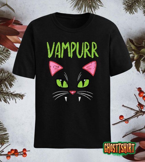 Vampurr Vampire Cat Funny Halloween Costume Women Girls T-Shirt
