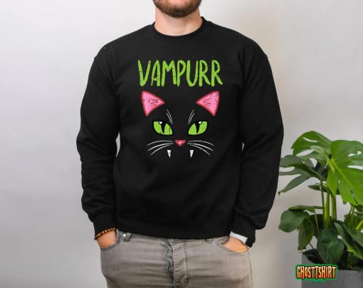Vampurr Vampire Cat Funny Halloween Costume Women Girls T-Shirt